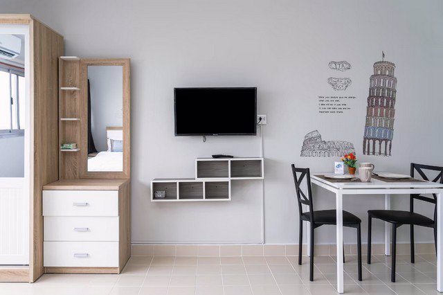 ห้องพักรายวัน-คอนโดเมืองทอง-พร้อมเฟอร์นิเจอร์และเครื่องใช้ไฟฟ้าครบ-โซน-c-และ-t