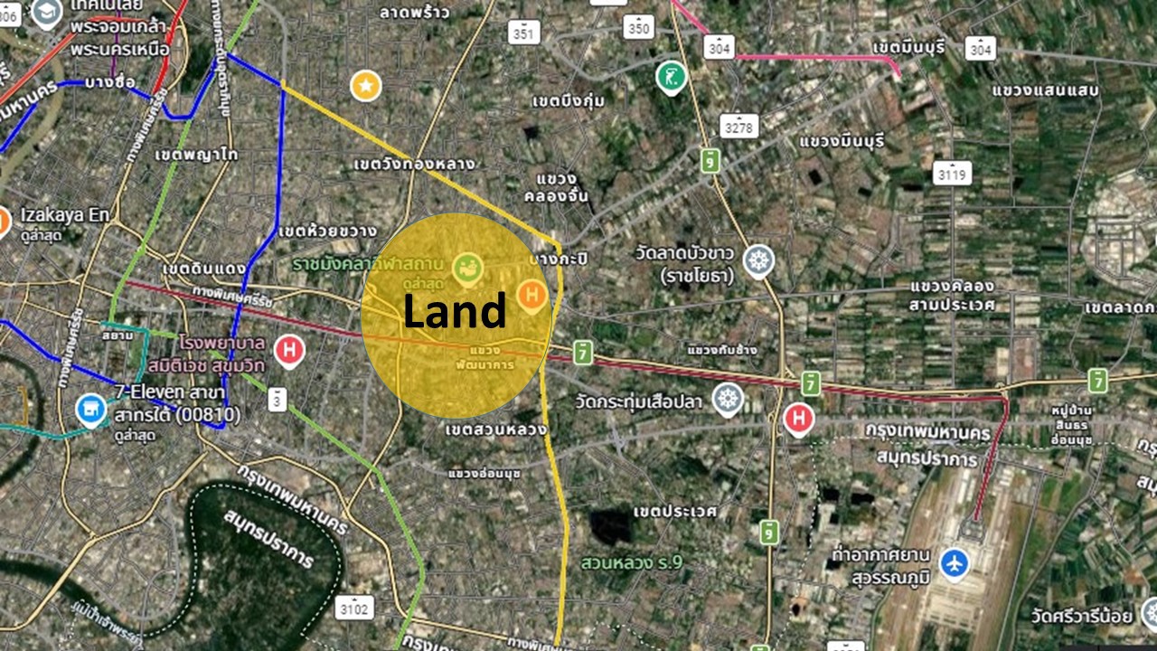ขายที่ดินเปล่า-ใกล้รถไฟฟ้าสายสีเหลือง-สถานีศรีกีฑา-ทำเลดี-ราคาถูก