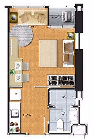 ขุายคาซ่า-คอนโด-รัชดา-ราชพฤกษ์-สตูดิโอ-ชั้น7-26ตรม-เฟอร์บิ้ว-ทิศเหนือ-วิวสระ-เข้าอยู่ได้ทันที