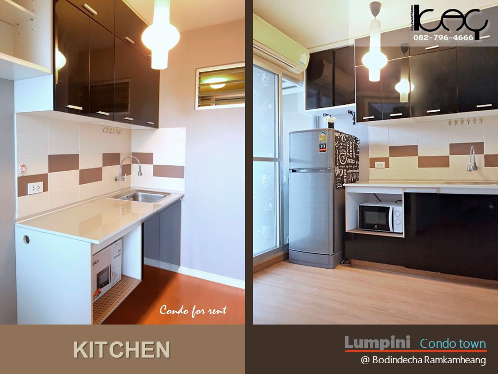 ให้เช่าลุมพินี-คอนโดทาวน์-บดินทรเดชา-รามคำแหง-1-ห้องนอน-เฟอร์นิเจอร์-build-in-ผนังวอลล์เปเปอร์