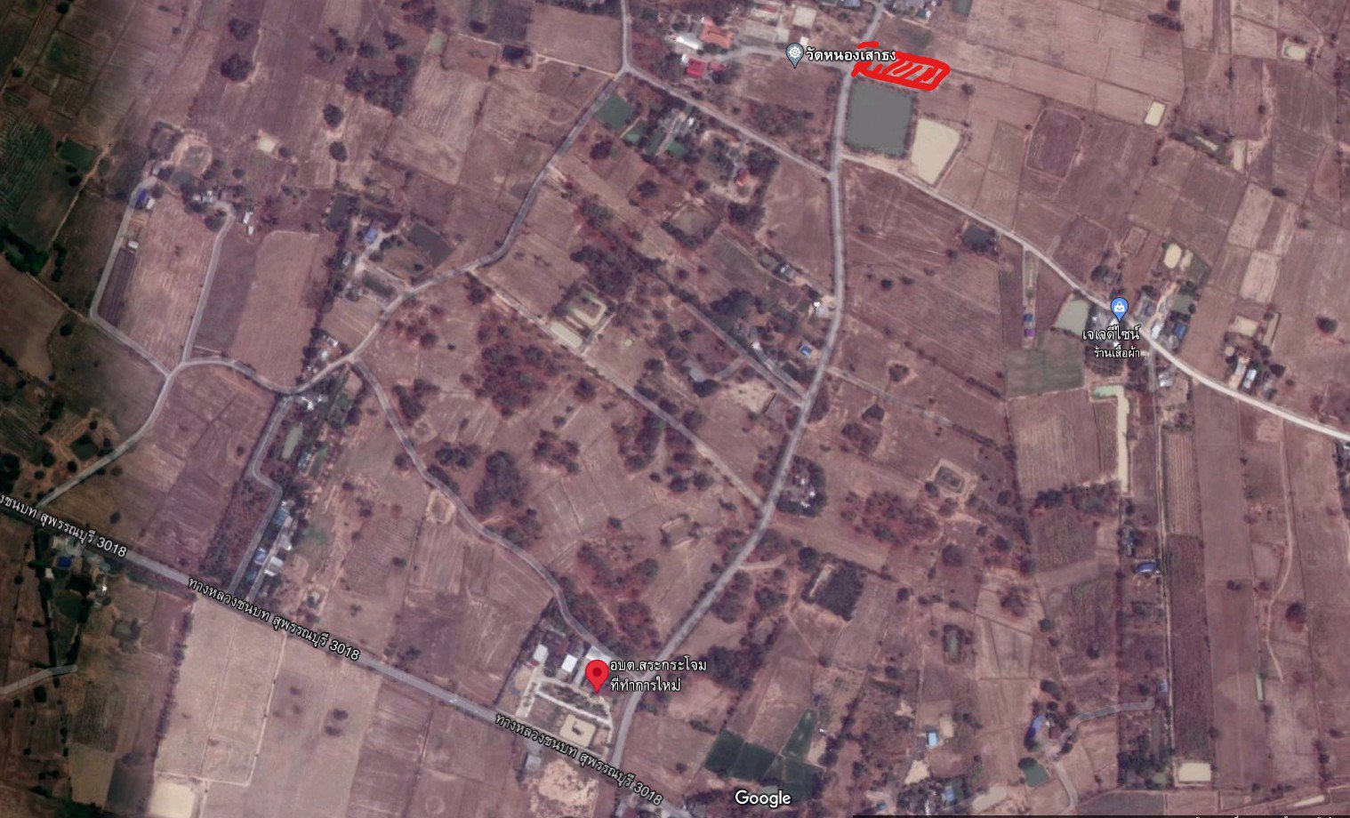 ที่ดิน-ติดถนน-ถมแล้ว-มีรั้ว-ใกล้-อบตสระกระโจม-จังหวัดสุพรรณบุรี