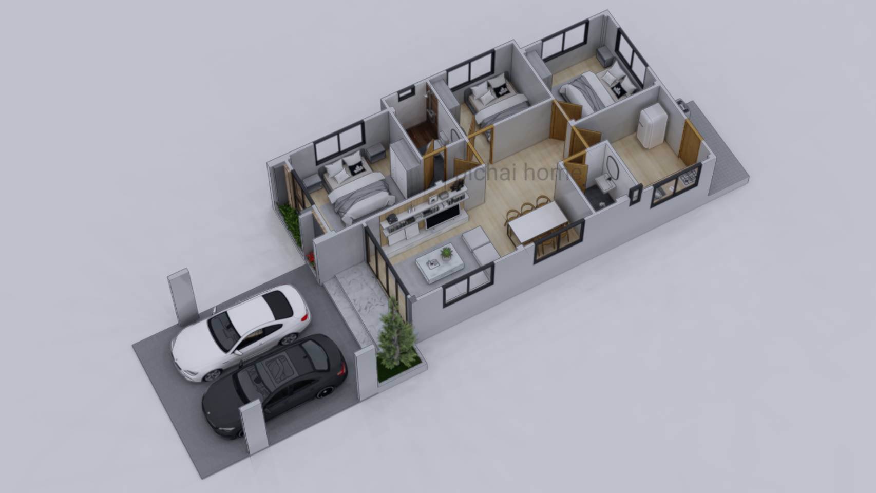 บ้านเดี่ยว-ชั้นเดียว-สไตล์นอดิก-3-ห้องนอน-2-ห้องน้ำ-จอดรถได้-2-คัน