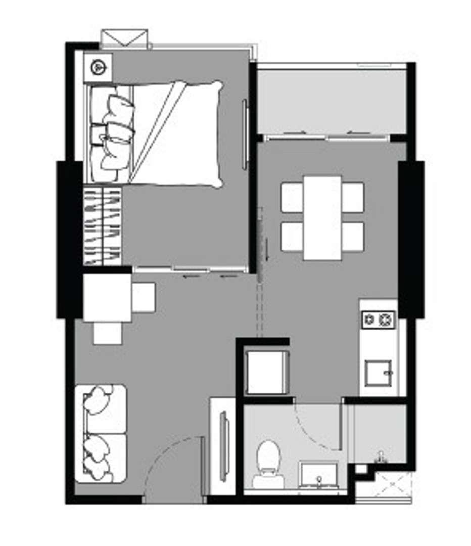 ให้เช่า-ขาย-the-stage-mindscape-ratchada-huaikwang-1-ห้องนอน-ขนาด-3464-ตรม-ชั้น-7-วิวโล่ง-ครัวปิด