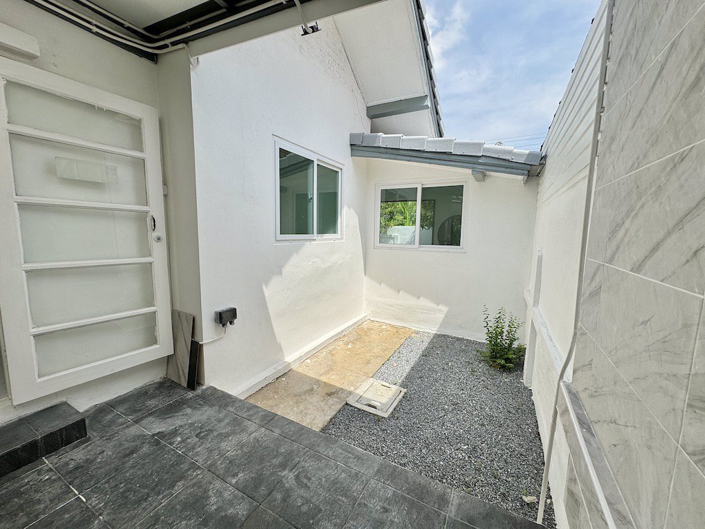 ขายบ้านเดี่ยว1ชั้น-หมู่บ้านสองฝั่งคลอง-สไตล์มินิมอล-บ้านสวน