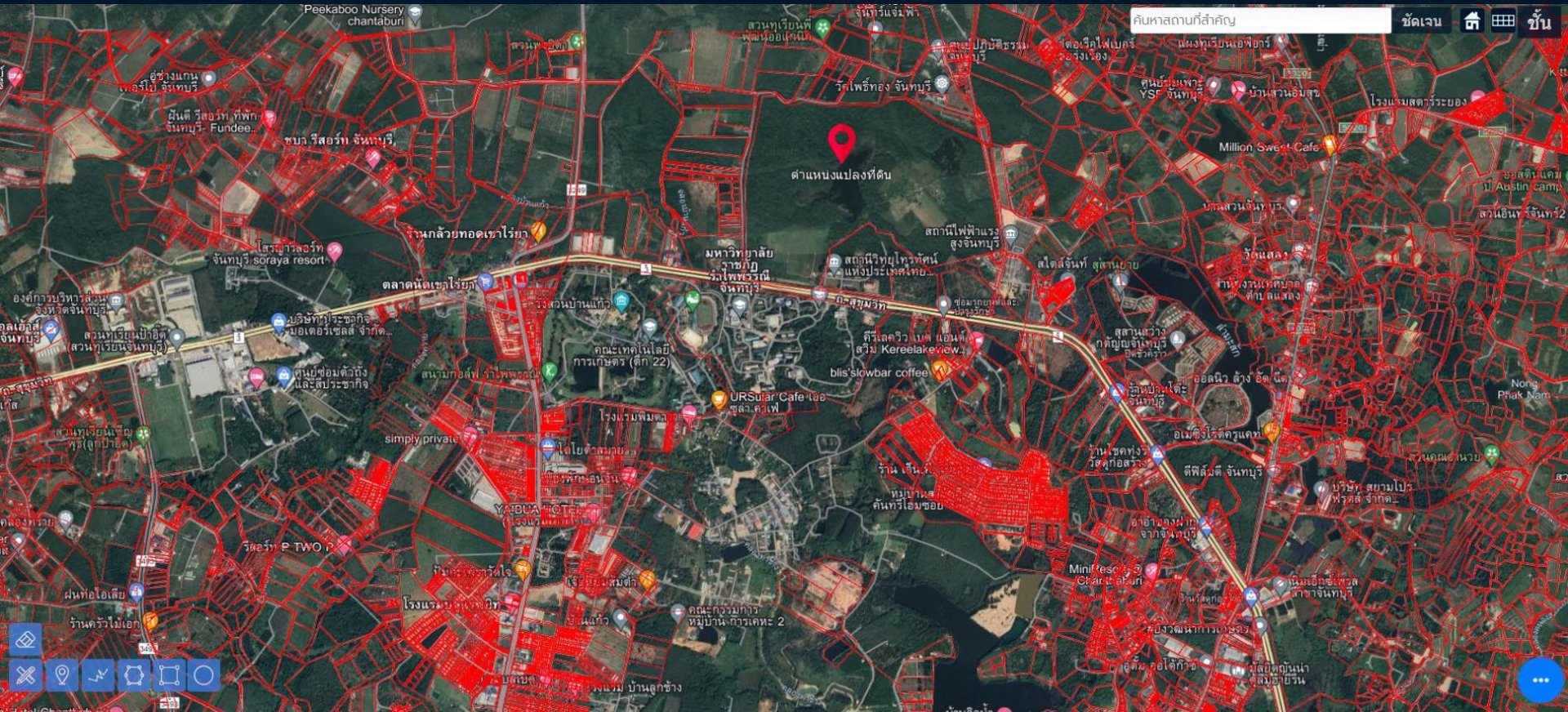 ขายที่เปล่าติดถนนสุขุมวิทจันทบุรี-หน้ามหาวิทยาลัยราชภัฏรําไพพรรณี