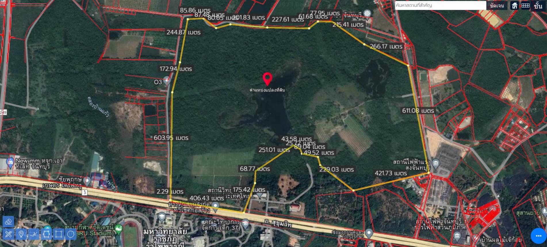 ขายที่เปล่าติดถนนสุขุมวิทจันทบุรี-หน้ามหาวิทยาลัยราชภัฏรําไพพรรณี