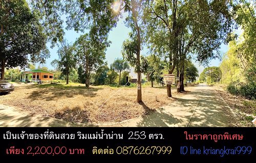ขาย-ที่ดินสวยริมแม่น้ำน่าน-ทำเลดี-ติดถนนคอนกรีต-ราคาถูก-ขนาดเนื้อที่-253-ตารางวา-เมืองพิษณุโลก
