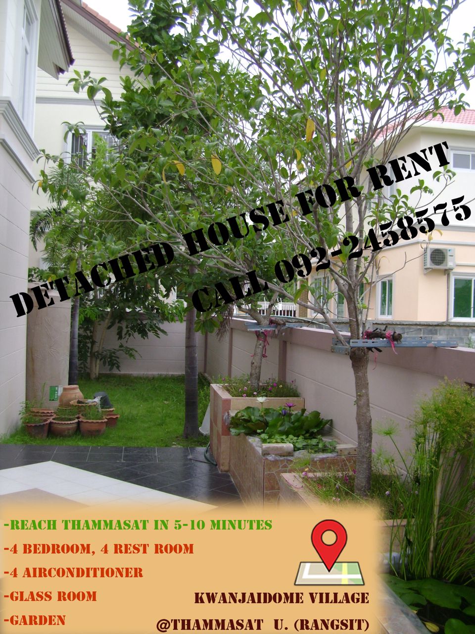 บ้านเดี่ยว-80-ตรว-ให้เช่า-ติดมหาลัย-ธรรมศาสตร์-รังสิต-ait-สวทช-มธ-4-นอน-4-น้ำ