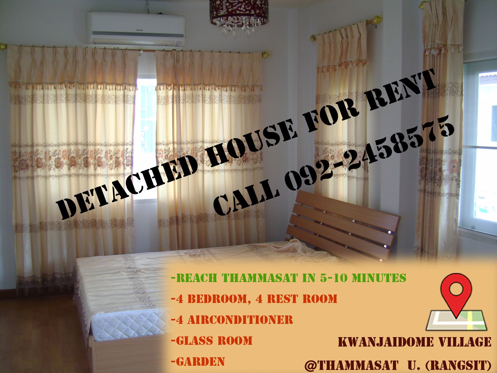 บ้านเดี่ยว-80-ตรว-ให้เช่า-ติดมหาลัย-ธรรมศาสตร์-รังสิต-ait-สวทช-มธ-4-นอน-4-น้ำ