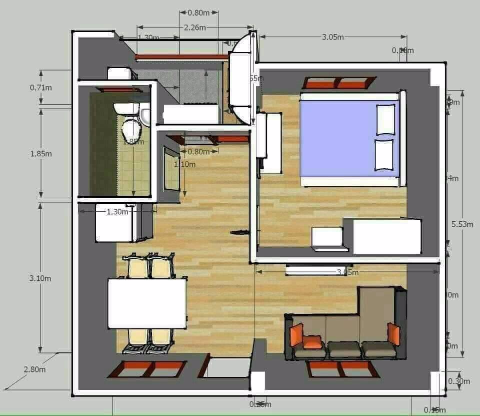 ให้เช่าห้องเอื้ออาทรวัดพระเงิน​2ห้องนอน