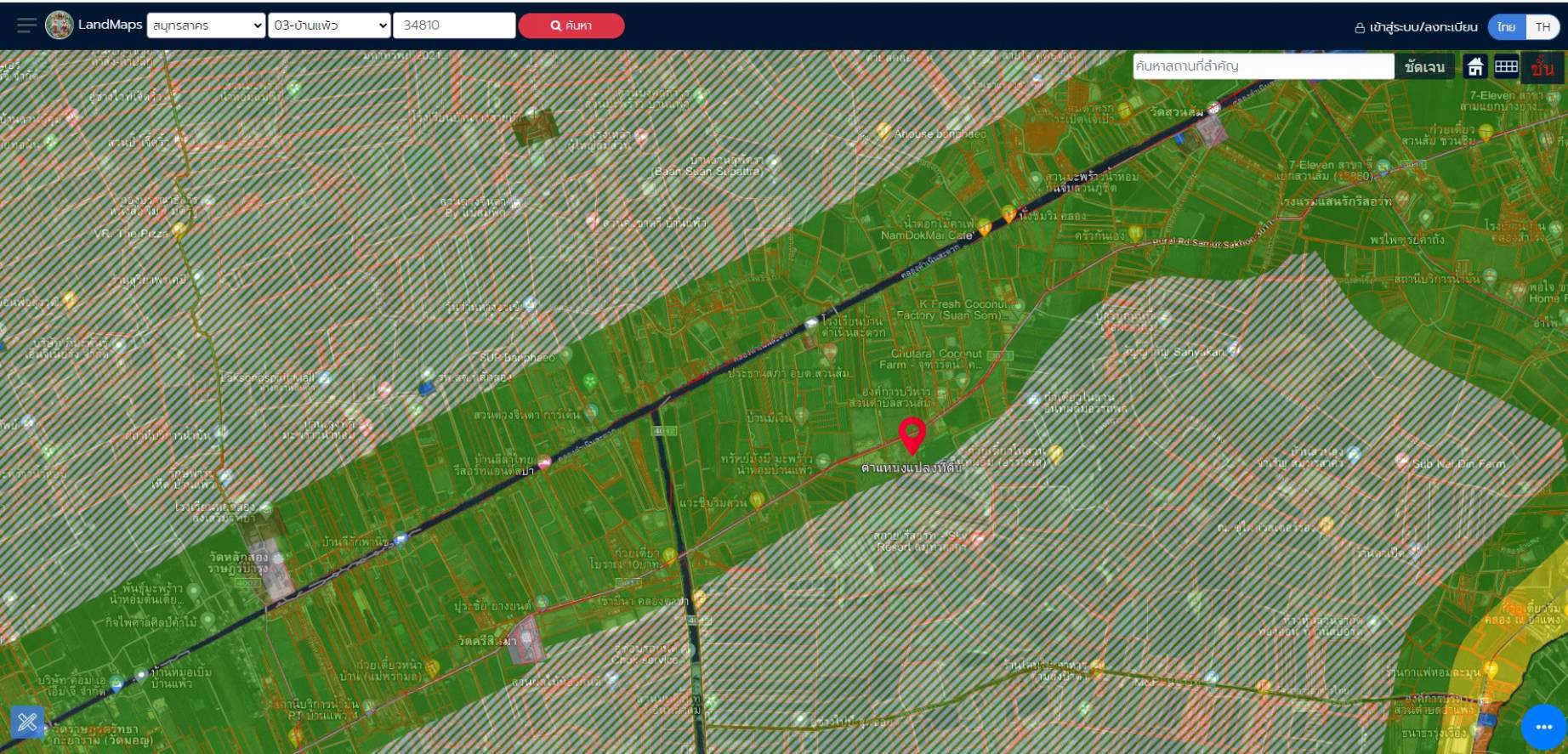 ขายที่เปล่า11ไร่ติดถนนทางหลวงชนบท-บ้านแพ้ว-กระทุ่มแบน