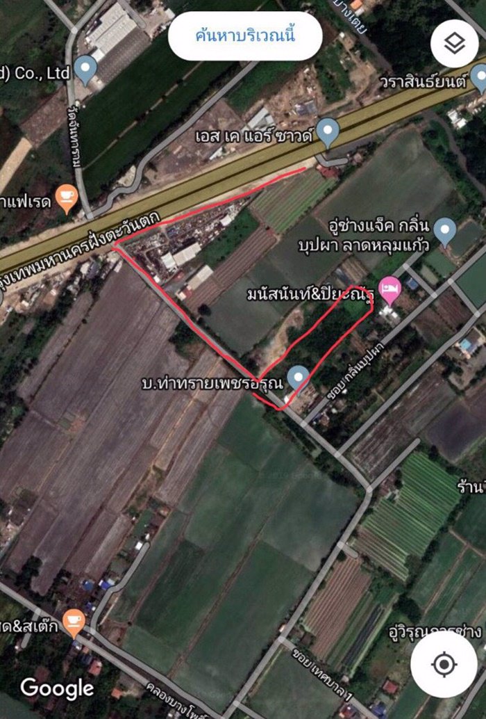 ขายที่ดิน-ลาดหลุมแก้ว-ปทุมธานี-15-ไร่ครึ่ง-พื้นที่สีม่วง-แบ่งขายได้-ติดถนน-เดินทางไป-วงแหวนตะวันตก-ส