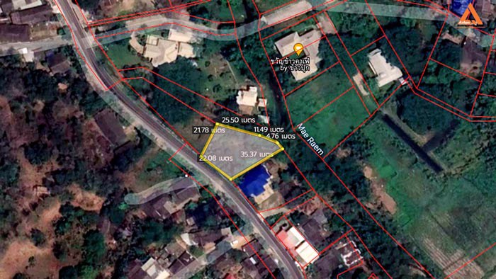 ขายที่ดิน-ติดน้ำ-ติดถนน-โซนแหล่งท่องเที่ยวแม่แรม-ทางไปน้ำตกตาดหมอก