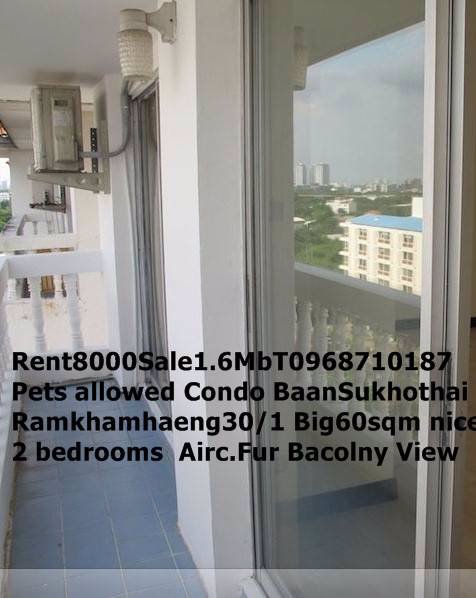 เช่า7500กว้าง60ตรมคอนโด2-ห้องนอน-เฟอร์ครบ-แอร์-line0968710187บ้านสุโขทัยคอนโดใกล้-มรามคำแหง1
