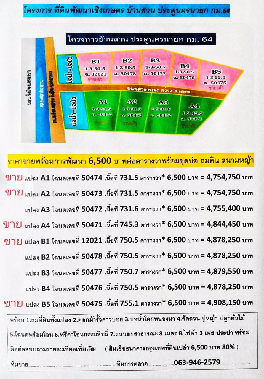 โครงการ-บ้านสวน-ประตูนครนายก-กม64-ติดถนนใหญ่-ห่างทางด่วนเพียง-5-กม