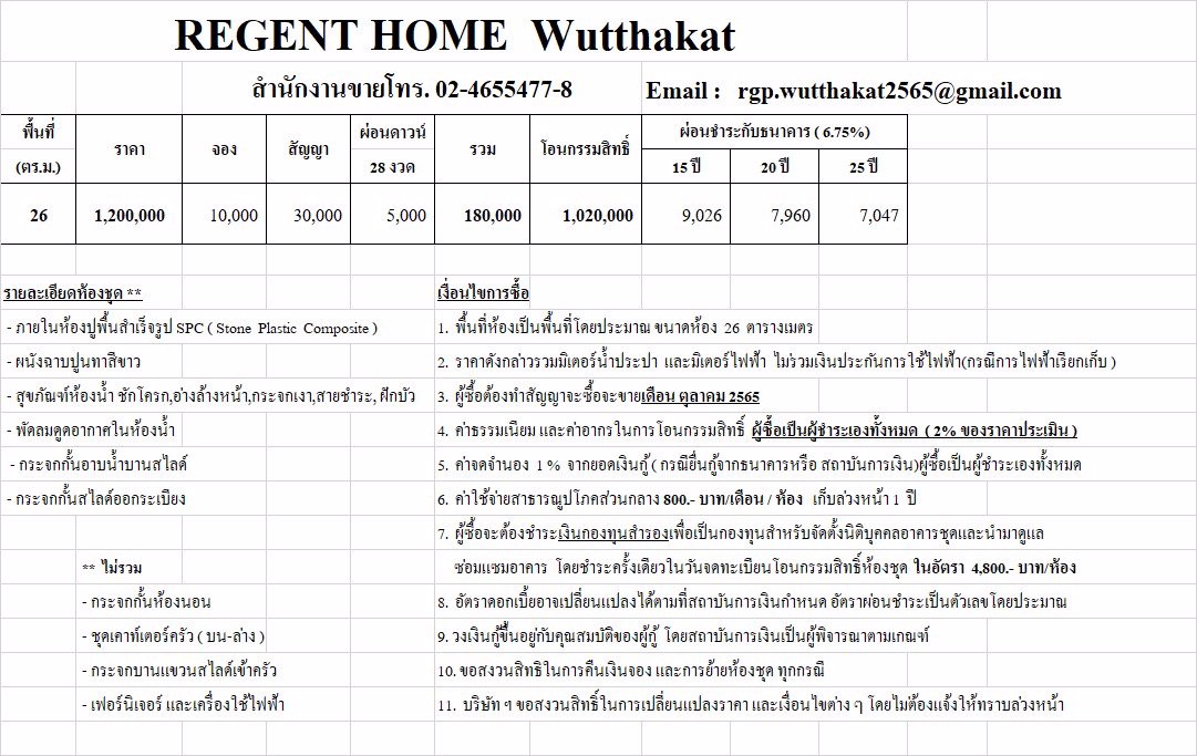 ขายดาวน์-รีเจ้นท์โฮม-วุฒากาศ-sale-downpayment-regent-home-wutthakat-available-foreigners-quota-