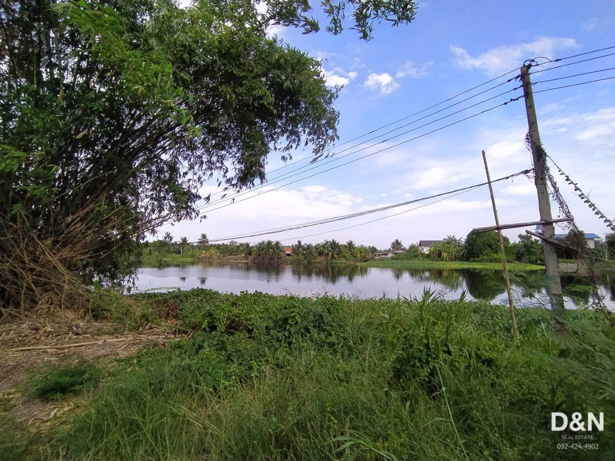 ขาย-ที่ดิน-6-ไร่-ติดคลองดำเนินฯ-บ้านแพ้ว-ใกล้ประตูน้ำบางยาง-ถมแล้วบางส่วน