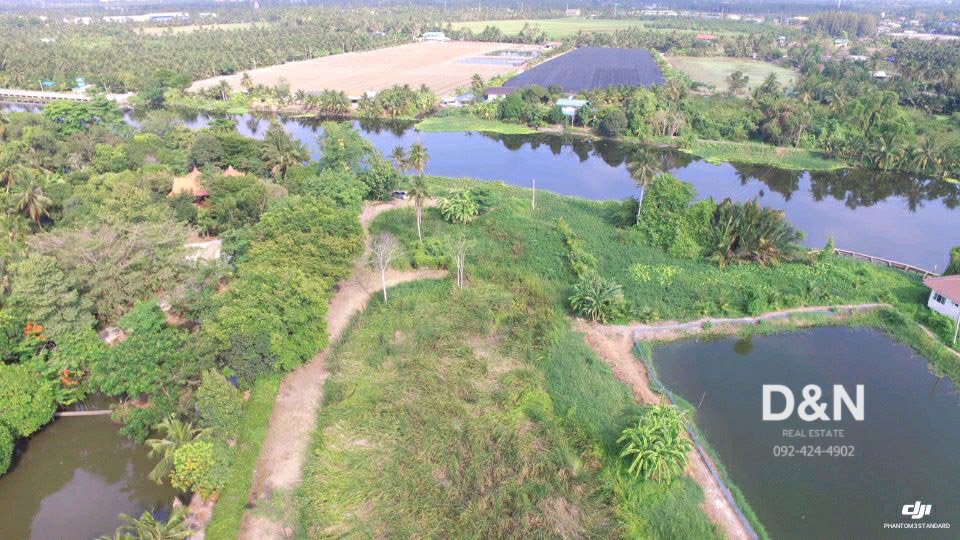 ขาย-ที่ดิน-6-ไร่-ติดคลองดำเนินฯ-บ้านแพ้ว-ใกล้ประตูน้ำบางยาง-ถมแล้วบางส่วน