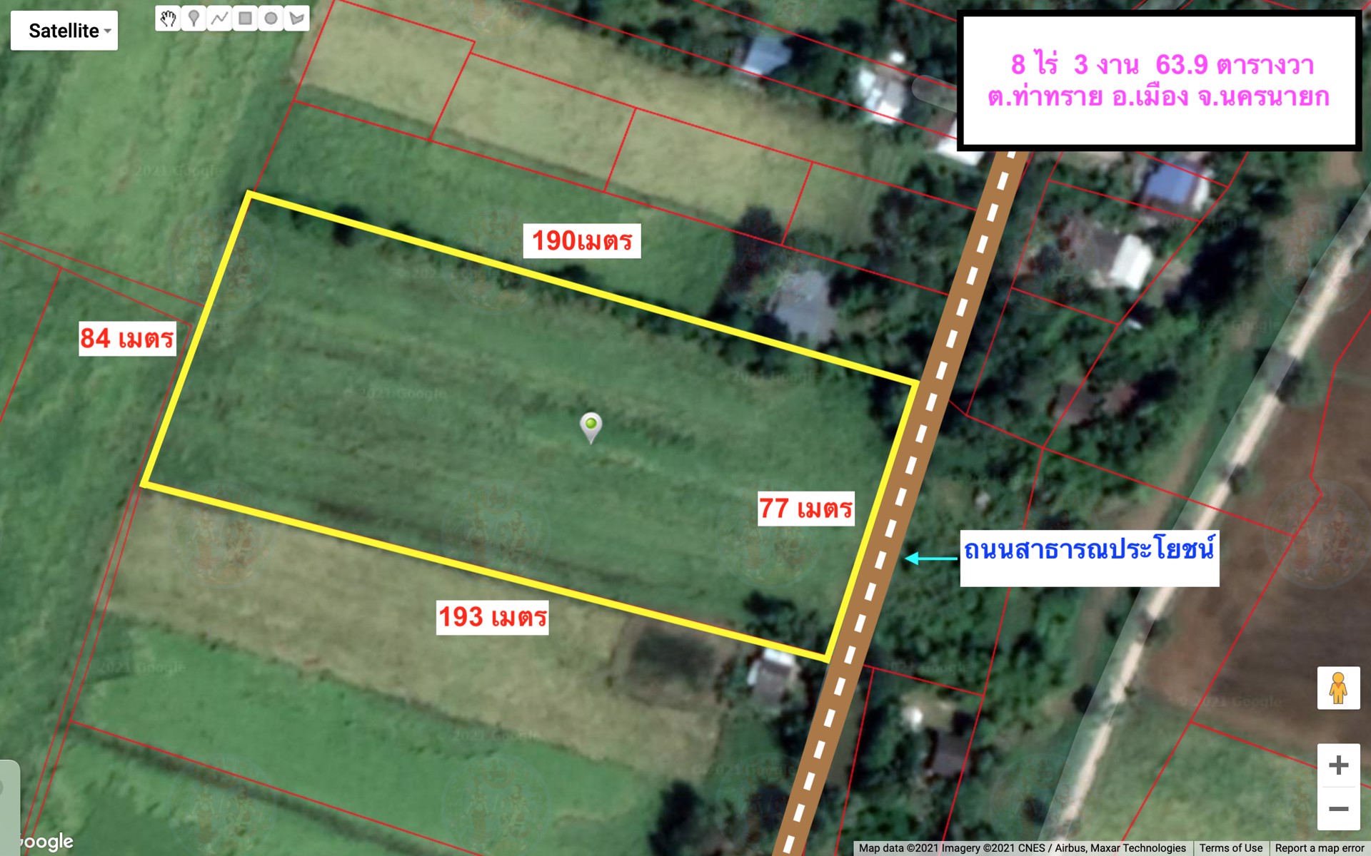ขายที่ดิน-8ไร่-3งาน-639ตรว-ตท่าทราย-อเมือง-จนครนายก-ติดถนนลาดยาง-หน้ากว้าง