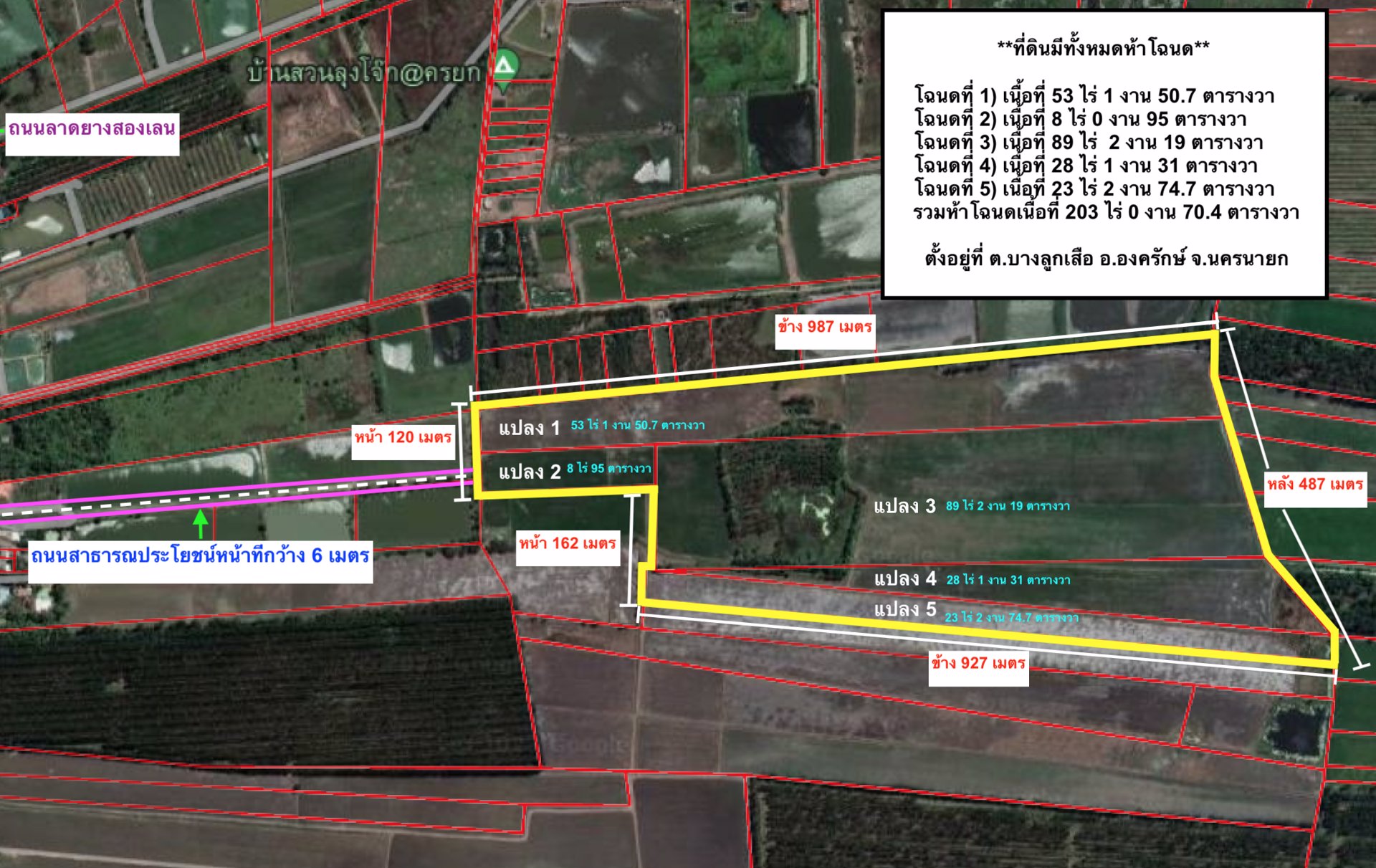 ขายที่นาราคาถูกติดถนน-203-ไร่-704-ตารางวา-ตบางลูกเสือ-อองครักษ์-จนครนายก
