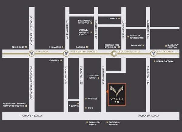 ให้เช่าคอนโด-vtara-สุขุมวิท-36-2ห้องนอน-ชั้น-3-ใกล้bts-ทองหล่อ