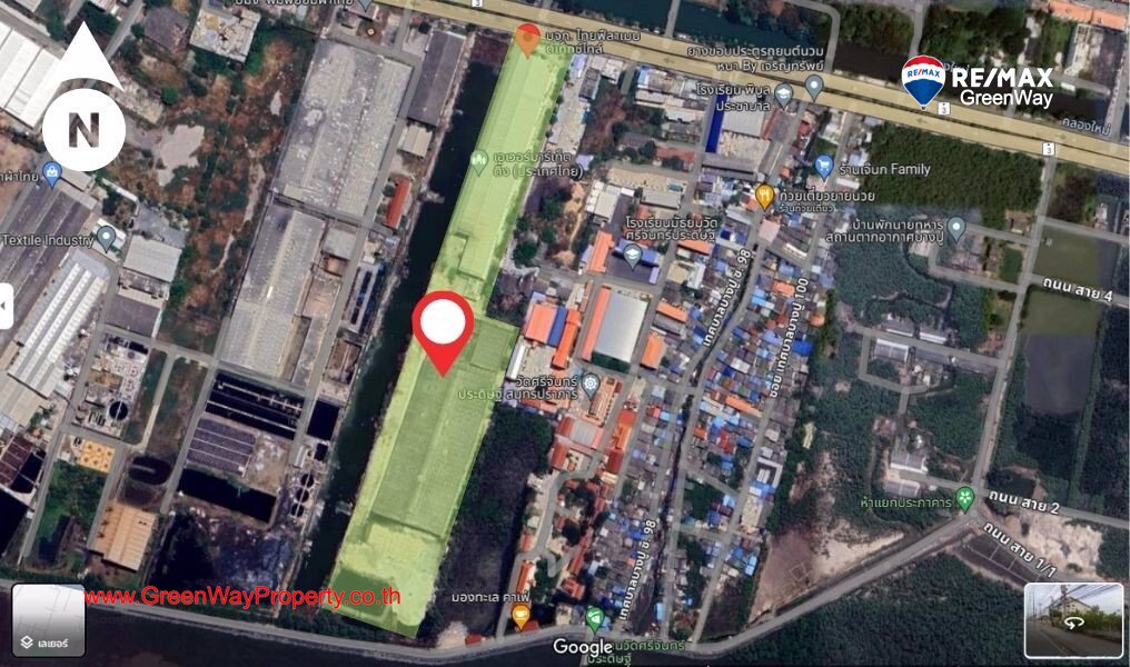 ขายที่ดิน-42-3-35-ไร่-พร้อมโรงงานและอาคารสำนักงาน-ริมถนนสุขุมวิท-หน้านิคมอุตสาหกรรมบางปู