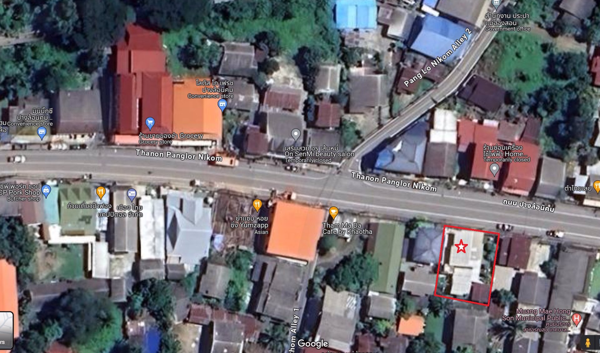 ขาย-ให้เช่า-บ้านพร้อมที่ดิน-อยู่ใจกลางเมืองจังหวัดแม่ฮ่องสอน-ถนนปางล้อนิคม