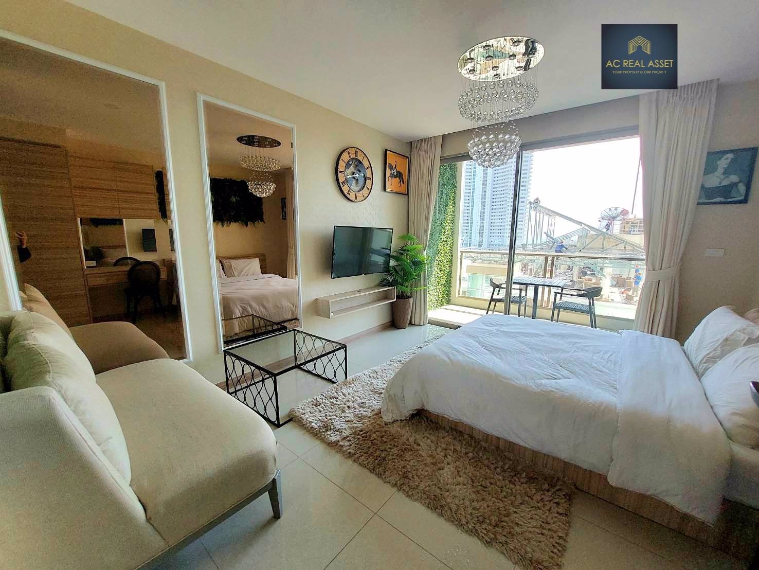 คอนโดหรู-ริเวียร่า-จอมเทียน-ห้องสตูดิโอ-วิวทะเล-ชั้นสูง-ตกแต่งเฟอร์ครบครัน-เดินลงทะเลจอมเทียนได้